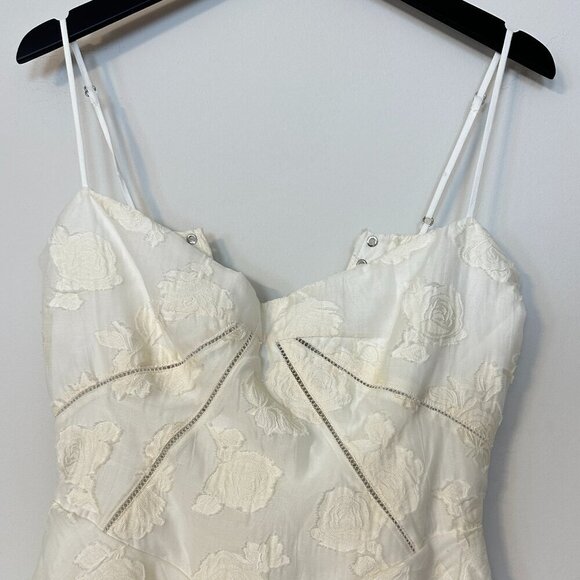 HOUSE OF CB Serenita Jacquard Fit & Flare Cocktail Minidress in Cream Large Tall - Picture 6 of 16